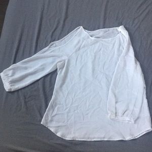 White, cold shoulder blouse.